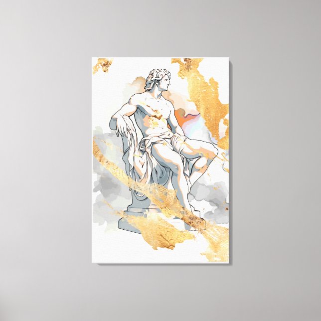 Ancient Greek man sitting surrounded by goldmarble Canvas Print (Front)
