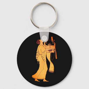 Ancient Greek Musician Singing & Playing Kithara Key Ring