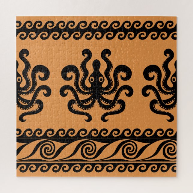 Ancient Greek octopus, wave pattern Jigsaw Puzzle (Vertical)