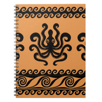 Ancient Greek octopus, wave pattern Notebook