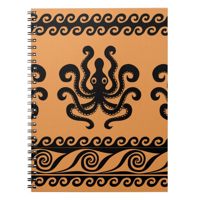 Ancient Greek octopus, wave pattern Notebook (Front)
