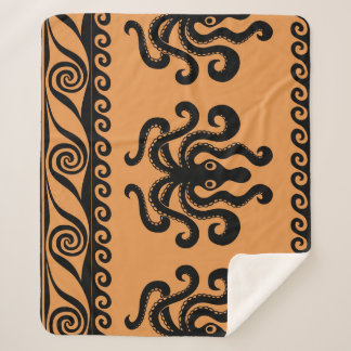 Ancient Greek octopus, wave pattern Sherpa Blanket
