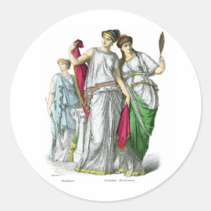Ancient Greek Priestess and Noble Women Classic Round Sticker