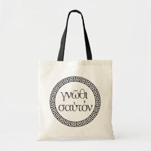 Ancient Greek Quotes: "Know Thyself" Tote Bag