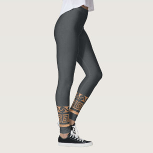 Ancient Greek Rustic Gold Symmetrical Gold Pattern Leggings
