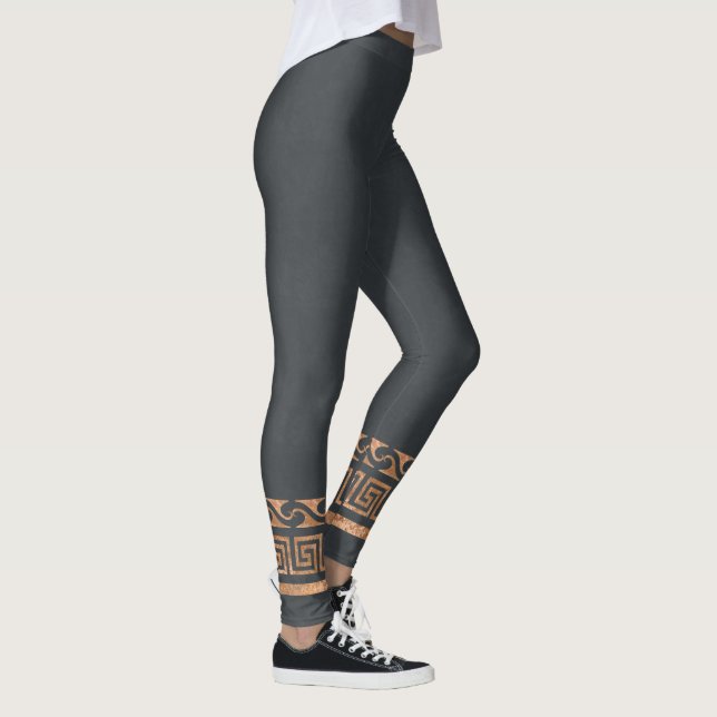Ancient Greek Rustic Gold Symmetrical Gold Pattern Leggings (Right)