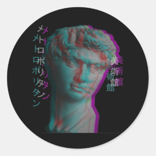 Ancient Greek Sculpture Vaporwave Statue Head Classic Round Sticker