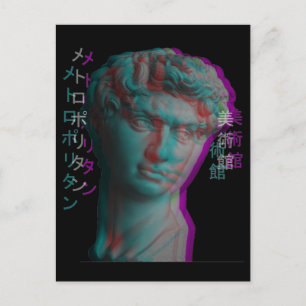 Ancient Greek Sculpture Vaporwave Statue Head Postcard