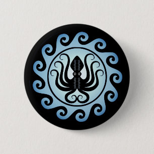 Ancient Greek Shields: Octopus (Water) 6 Cm Round Badge