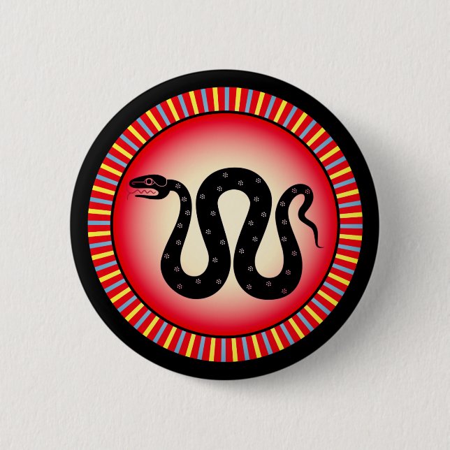 Ancient Greek Shields: Snake (Fire) 6 Cm Round Badge (Front)