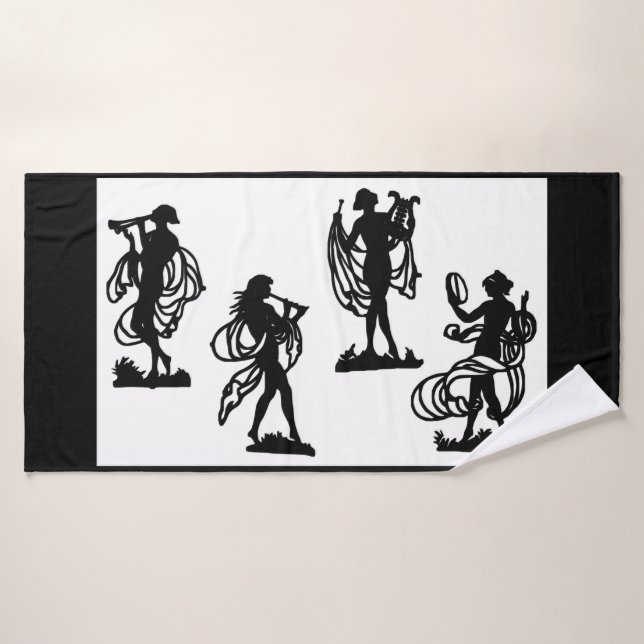 ancient Greek silhouettes of the Muses print Bath Towel Set (Bath Towel)