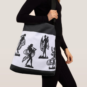 ancient Greek silhouettes of the Muses print Crossbody Bag