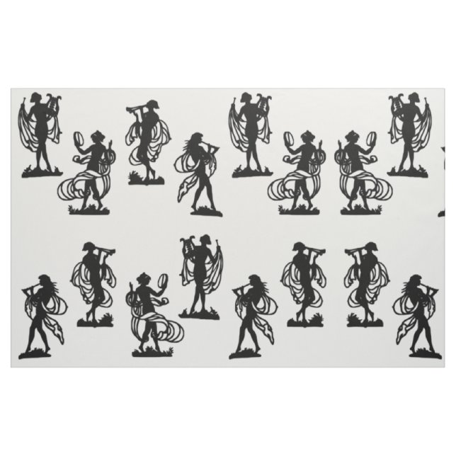 ancient Greek silhouettes of the Muses print Fabric (Fat Quarter)