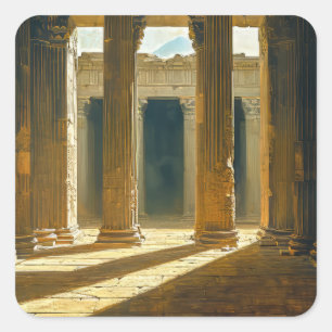 Ancient Greek Temple Ruins Square Sticker