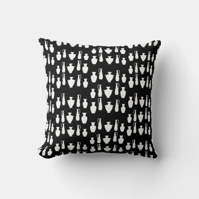 Ancient Greek Vases Jars Pattern Throw Pillow (Front)