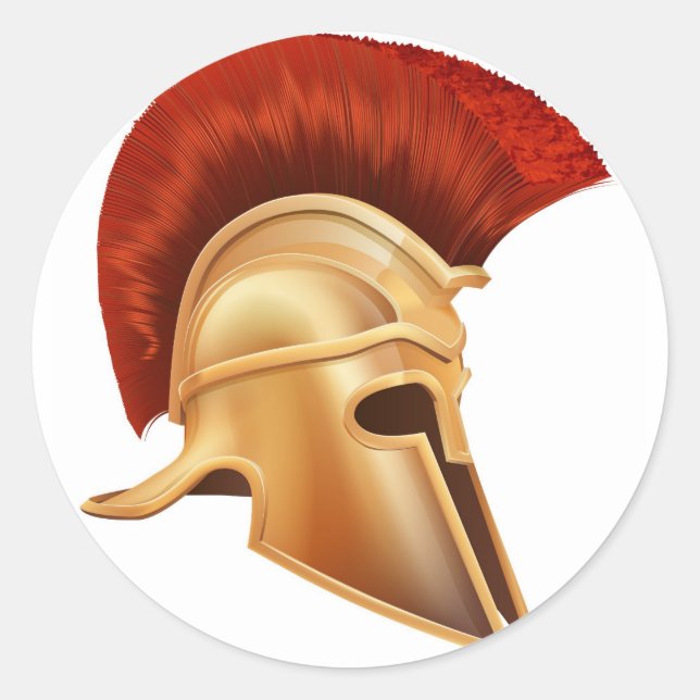Ancient Greek Warrior Helmet Classic Round Sticker (Front)