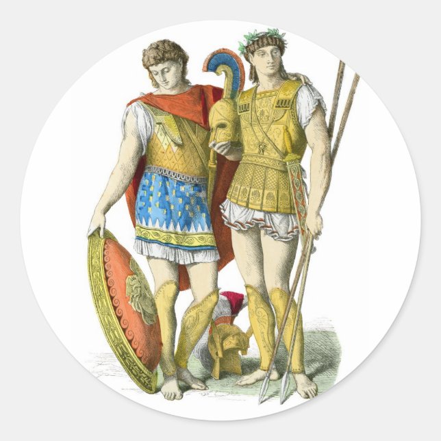 Ancient Greek Warriors Classic Round Sticker (Front)