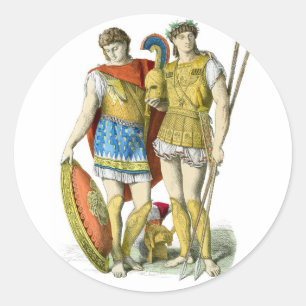 Ancient Greek Warriors Classic Round Sticker