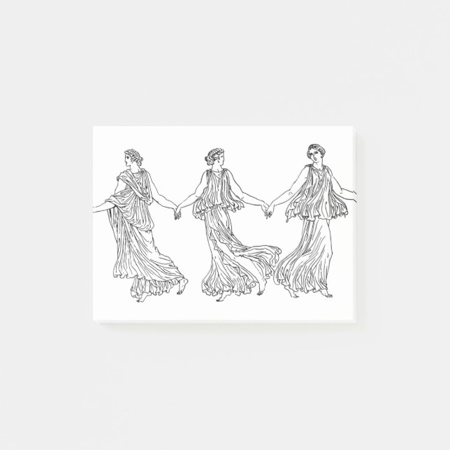 Ancient Greek Women Line Art Dancing Post-it Notes (Front)