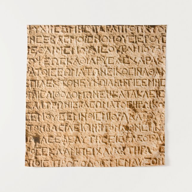 ancient Greek writing chiseled on stone Tapestry (Front)