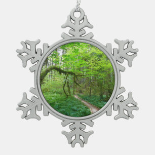 Ancient Groves Trail at Olympic National Park Snowflake Pewter Christmas Ornament