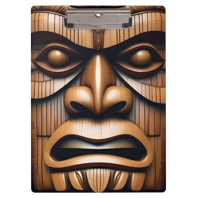 Ancient Guardians: Tiki Wood Art Clipboard (Front)