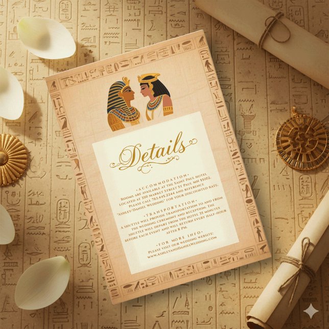 Ancient Hieroglyph King and Queen Egyptian Wedding Enclosure Card (Creator Uploaded)