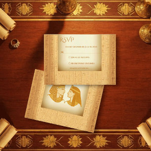 Ancient Hieroglyphic Motifs Egyptian Wedding RSVP Card