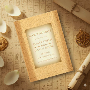 Ancient Hieroglyphic Motifs Egyptian Wedding Save The Date