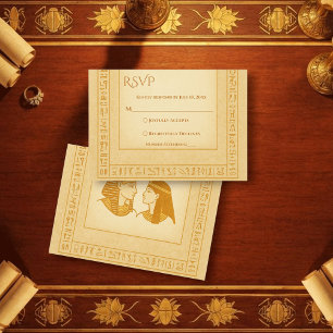 Ancient Hieroglyphs King & Queen Egyptian Wedding RSVP Card