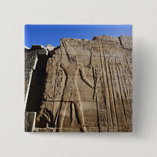 Ancient hieroglyphs on wall, Temple of Karnak, 15 Cm Square Badge
