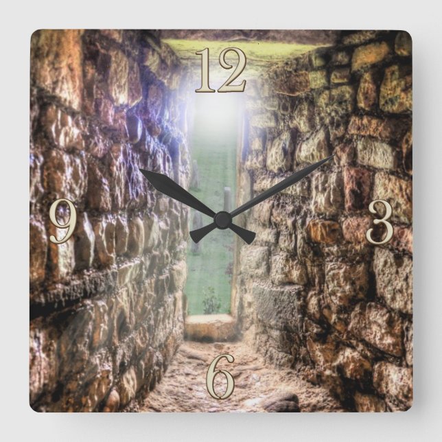 Ancient Historic Sites, Castle Ruins of Britain Square Wall Clock (Front)