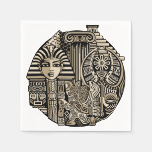 Ancient Historical Symbols Tattoo Style Napkin