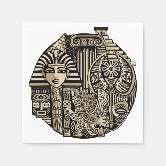 Ancient Historical Symbols Tattoo Style Napkin (Front)
