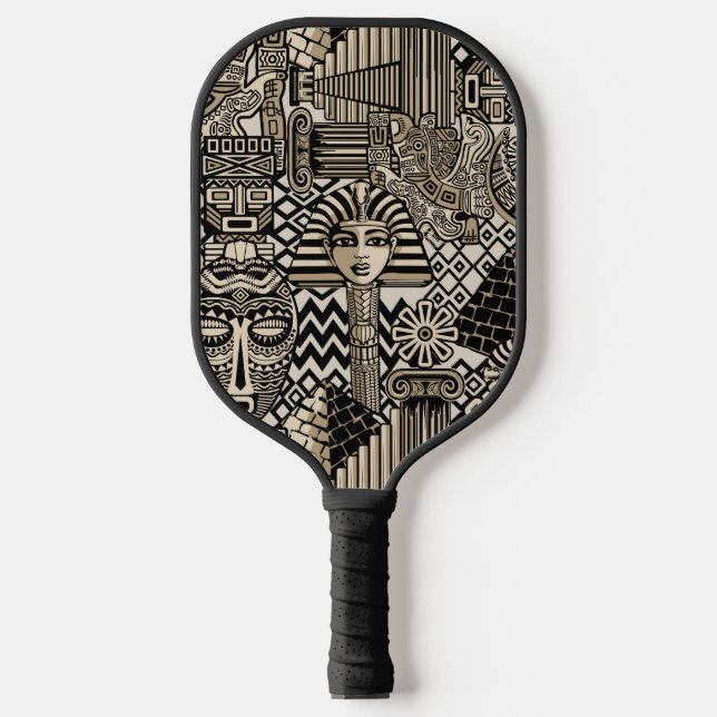 Ancient Historical Symbols Tattoo Style Pickleball Paddle (Front)