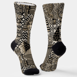 Ancient Historical Symbols Tattoo Style Socks