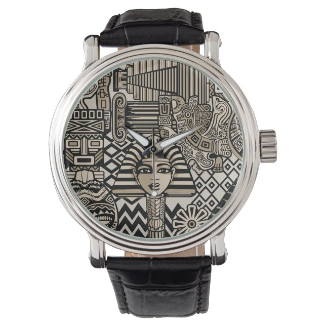 Ancient Historical Symbols Tattoo Style Watch (Front)