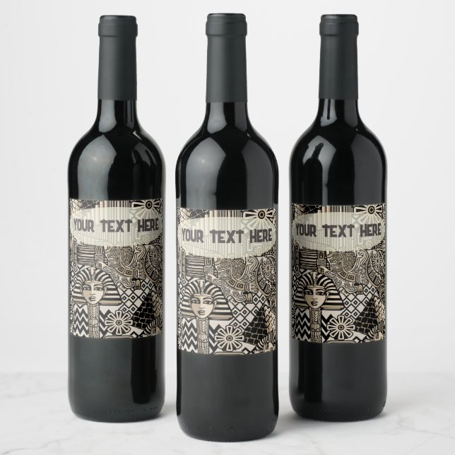 Ancient Historical Symbols Tattoo Style Wine Label (Bottles)