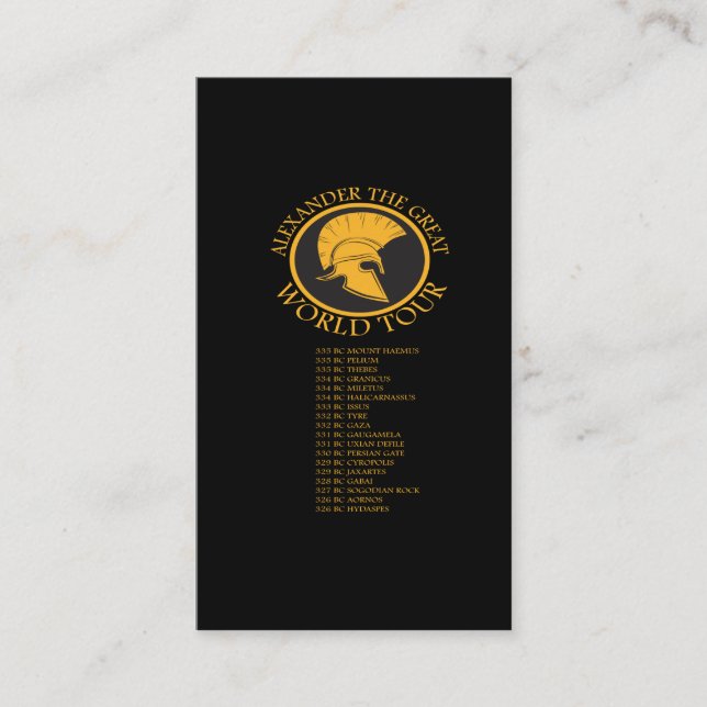 Ancient History - Alexander The Great World Tour Business Card (Front)