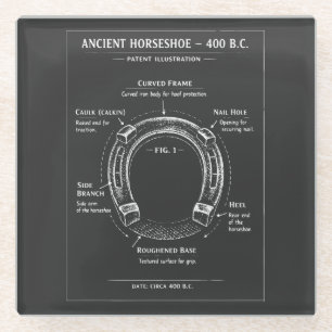 Ancient Horseshoe Diagram Glass Coaster