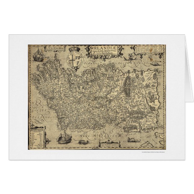 Ancient Ireland Ortelius Map Drawn By Baozio 1606 (Front Horizontal)