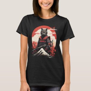 Ancient Japan Warrior Ninja Cat Samurai Kitty T-Shirt