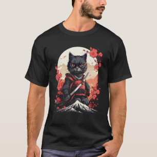 Ancient Japan Warrior Ninja Cat Samurai Kitty T-Shirt