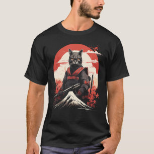 Ancient Japan Warrior Ninja Cat Samurai Kitty T-Shirt