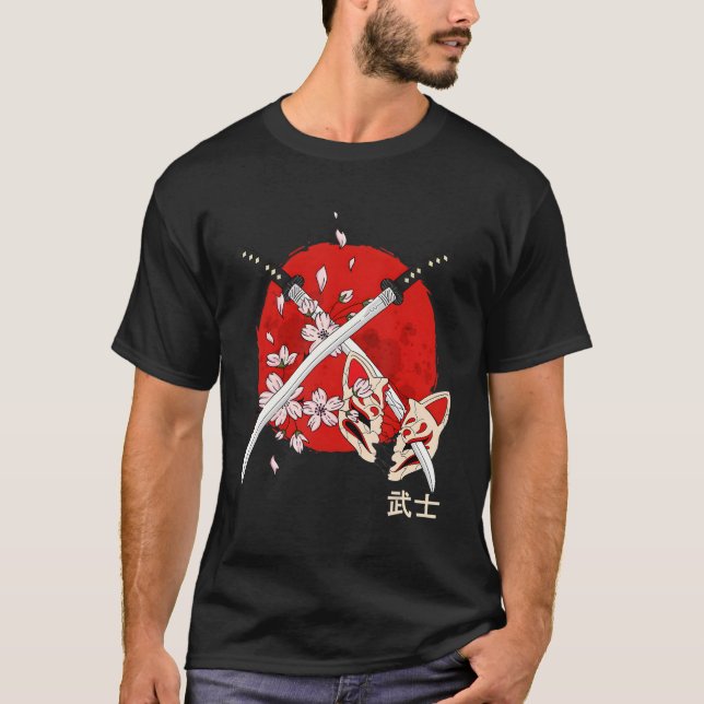 Ancient Japanese Cherry Blossom Samurai Katana Swo T-Shirt (Front)