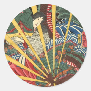 Ancient Japanese Dragon Painting circa 1860's Classic Round Sticker