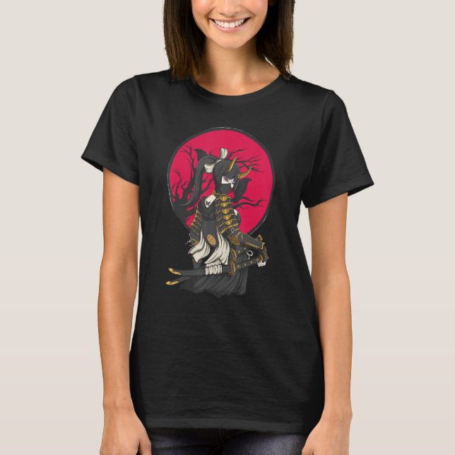 Ancient Japanese Female Samurai Katana Ronin Geish T-Shirt (Front)