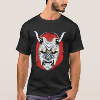 Ancient Japanese Red Moon Oni Mask Ogre Samurai Ja T-Shirt