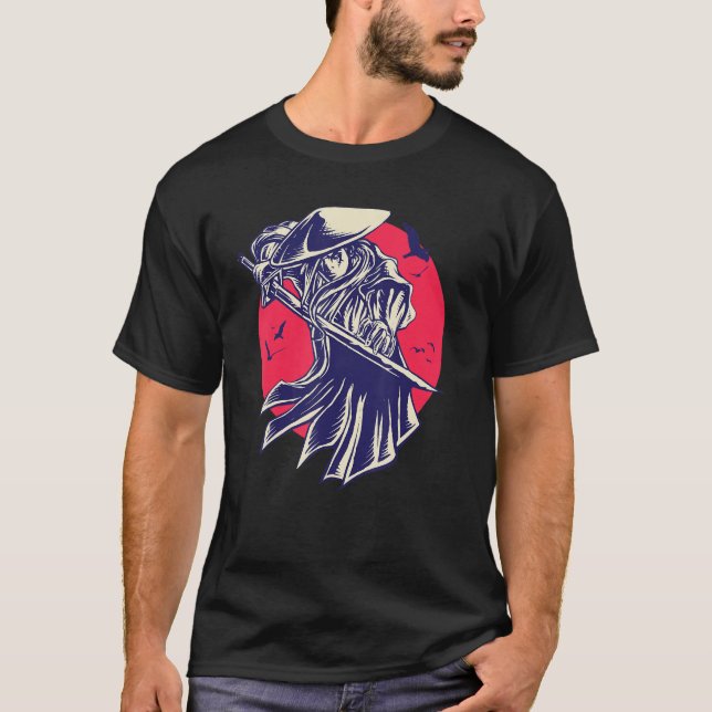Ancient Japanese Samurai Bushido Katana Ronin Asia T-Shirt (Front)