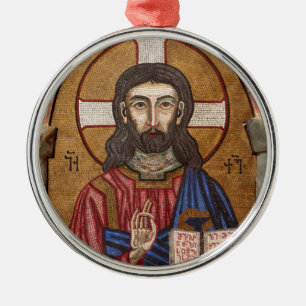 Ancient Jesus Mosaic Metal Tree Decoration